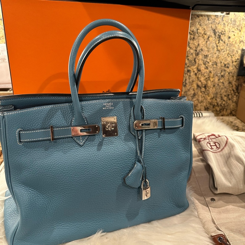 Hermes Blue Jean Birkin 30 handbag - immaculate